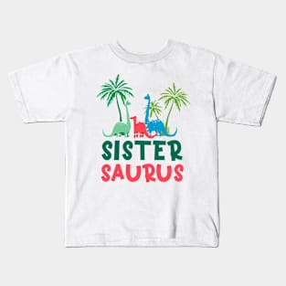 Dinosaur Birthday Sister Saurus Matching Family Kids T-Shirt